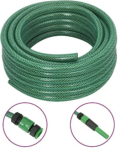 sephironlbb Manguera de jardín con juego de acoplamiento, color verde, 0,5 pulgadas, 10 m, PVC, manguera de agua flexible con jeringa, conector para riego, césped, terraza, balcón, bancal