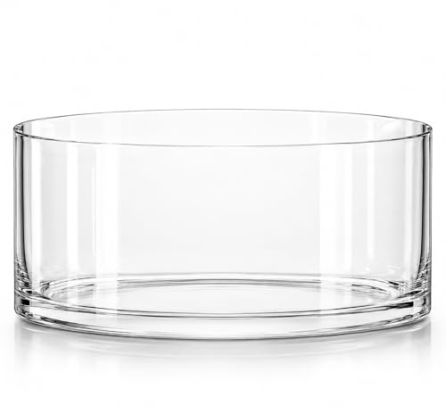 Royal Imports Flower Glass Vase Decorative Centerpiece for Home or Wedding - Cylinder Shape, 4 Tall, 8 Opening, Clear