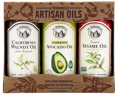 La Tourangelle, Favorites Trio of Oils - Roasted Walnut Oil, Avocado Oil, Toasted Sesame Oil, Gift Set, 8.45 fl oz (Set of 3)