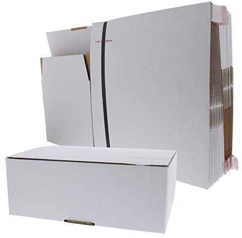 ToniTec fraktkartong FIX vikbar kartong storlek S 20 stycken med självhäftande lock och automatisk botten för snabb frakt vit (310 x 230 x 110 mm)