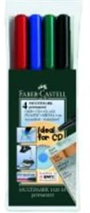 Folienstift Faber-Castell 1513, permanent, F, 0,6mm, Radierer, sortiert, 4 St�ck