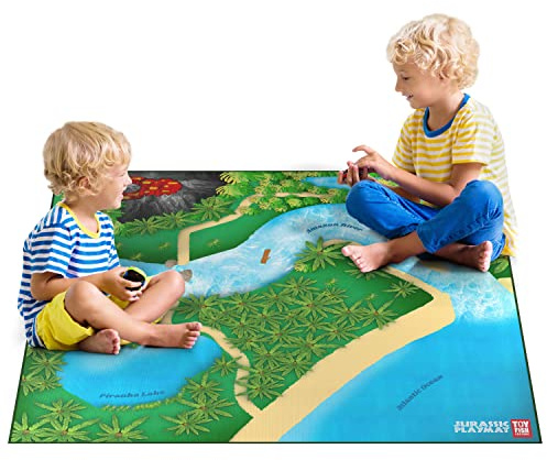 Dinosaur Play Mat, Extra Large Dinosaur Mat, Dinosaur Landscape with Volcano, Great for Kids to Create a Dino World with Dinosaur Toys, Educational, Easy to Clean, Foldable, Large Activity Mat