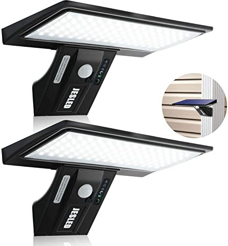 JESLED Luce Solare con 90 LED, con Sensore di Movimento, 4 Modalità di Illuminazione Opzionale, Lampade Solare Impermeabile,Lampada Esterna per Giardino,Cortile, 2 Pezzi
