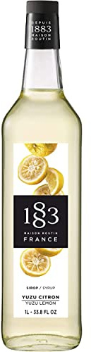 1883 Maison Routin Premium Yuzu Lemon Syrup, 1 Litre Glass Bottle | Flavoured Syrup, For Coffee, Tea, Cocktails, Iced Drinks & Desserts, Made with Pure Cane Sugar, No Artificial Colours, Vegan