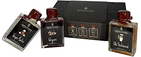 Bottled Cocktails 3er Set Fertigcocktails Negroni (24,13% Vol) Old Fashioned (23,96% Vol) Vesper Martini (24,13% Vol) je 100ml klassische Cocktails in Geschenkverpackung - [Enthält Sulf