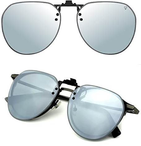 CREYESTAL Polarisiert Sonnenbrillen Aufsatz Brille, Sonnenbrille Clip, Anhebbar und Ultraleicht, Herren, Damen 100% UV400