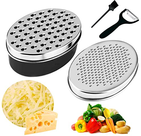 Cheese Grater, Grater for Kitchen with Container and 2 Size Lid,Cheese Shredder,Ginger Garlic Chocolate Graters, Vegetable Chopper, Lemon Zester