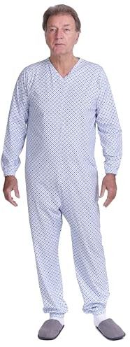 FERRUCCI Comfort Pigiama Sanitario a Manica Lunga con Cerniera Posteriore, 100% Puro Cotone - Made in Italy - per pazienti con disabilità (M)