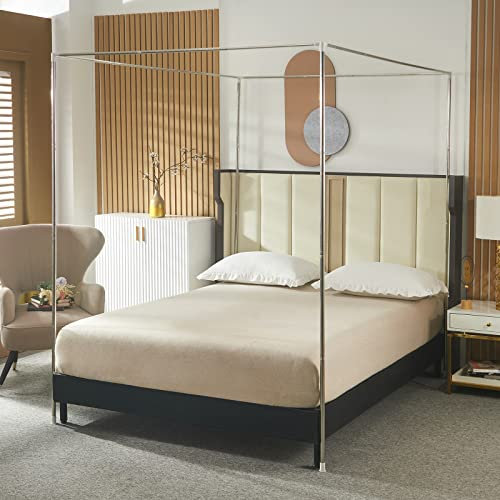Beyeutao Telaio per letto a baldacchino in acciaio inox, 180 x 200 x 200 cm (larghezza x lunghezza x altezza), per letto super king size, zanzariera, telaio per tende da letto, telaio a baldacchino,