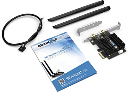BRAINZAP 3000 Mbit/s PCIe PCI-Express WLAN Karte WiFi 6 E 2,4/5/6 GHz Trie-Band Intel AX210 Netzwerkkarte PC 802.11ax/ac/a/b/g/n Bluetooth 5.2