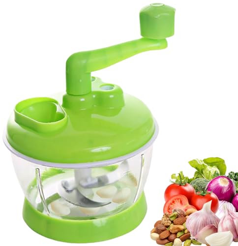 Manual Food Processor, Hand Crank Vegetable Processor Portable Onion Dicer Garlic Cutter Kitchen Meat Grinder Vegetable Chopper for Veggies, Ginger, Fruits, Nuts, Herbs