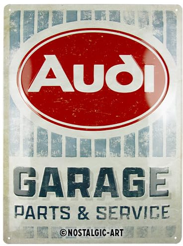 Nostalgic-Art Retro Blechschild, 30 x 40 cm, Audi – Garage – Geschenk-Idee für Audi-Zubehör Fans, Original Lizenzprodukt (OLP), aus Metall, Vintage Design, Blechschilder Sprüche | Original Audi Lizenzprodukt (OLP), aus Metall, Vintage Design, Blechschilder Sprüche, Geschenk-Idee für Audi-Fans