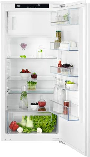 AEG Einbaukühlschrank 123cm mit 4-Sterne-Gefrierfach, Serie 5000 OptiSpace: 2x vielfach verstellbare & 1x teilbare Glasablage, großer Kühl- (167L) & Gefrierraum (14L), LCD-Display, Festtür, TSF5O12WDF