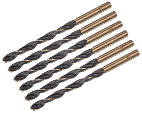 sourcing map 6pcs Jobber Drill Bits 5.5mm (0.217) Black Nitride & Gold Titanium Coated M2 High Speed Steel (HSS) Twist Drill Bits for Stainless Steel Aluminum Alloy Metal
