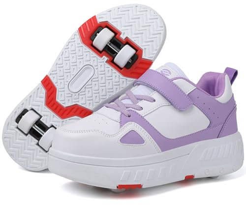 Kmrlofiy Rullskor för flickor, skateboardskor för flickor, rullskridskor, multifunktionsskor 2-i-1 rullskridskor, utomhussportskor, Kbd P33, 36 EU