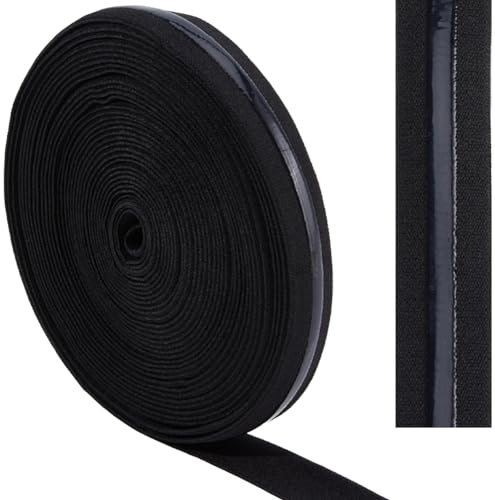 GORGECRAFT 10yds*26mm Bande de Préhension Élastique en Silicone Antidérapante Ruban de Garniture Extensible Caoutchouc de Couture Sangle de Ceinture Bobine pour Couture de Vêtements L'Artisanat, Noir