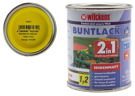 Wilckens Buntlack 2in1 Dispersion seidenmatt 30 Farben 125ml, Farben:Hellgelb