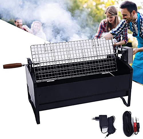 asdchZen Gerrit Kit Girarrosto per Barbecue Universale in Acciaio Inox Pieghevole Barbecue A Carbone Grill Fornello con Motore Elettrico per Picnic, Campeggio, Barbecue da Viaggio