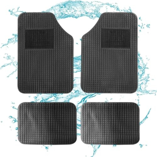 Juego de 4 tapetes para el interior del automóvil, para todo tipo de clima, cómodos tapetes para coche, fáciles de limpiar, para camiones, caravanas, minivan, sedán, coches de carreras, SUV