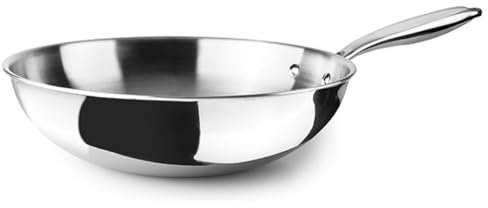 IBILI - Wok Triply Natural 30 Cm, Acciaio inossidabile, Adatto per induzione, senza antiaderente