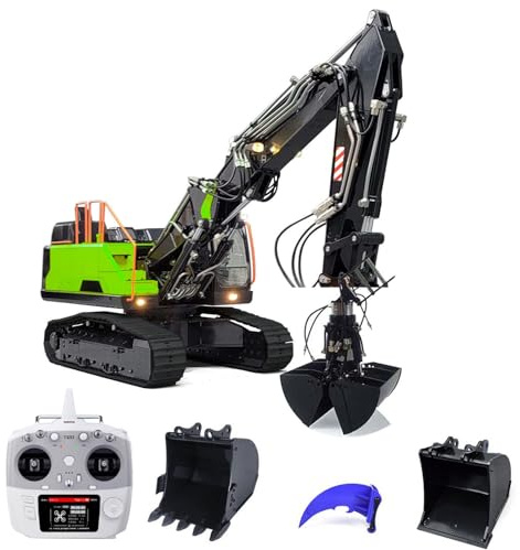 wheelfun EC380 RC Bagger Hydraulisch verfolgt 3 Arme Fernbedienung mit Baggern Metall Eimer Motor Servo ESC für Erwachsene Hobby