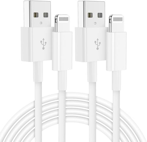 Alemy Cavo Digitale iPhone Lightning 1M – Carica Rapida e Sincronizzazione – Compatibile con iPhone 14/13/12/11/Pro Max/XR/8/7, iPad – Bianco – Cavo Caricatore Apple [2 Pezzi]