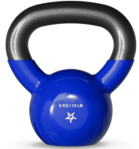 Yes4All 4-20kg Kettlebells Vinyl Coated Cast Iron for Dumbbell Weights Exercises, Gym, Fitness, Full Body Workout Equipment Push up, Grip and Strength Training, 6KG