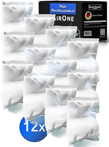 BonAura® Lot de 12 recharges de déshumidificateur 680 g - Ensemble économique de déshumidificateur en granulés - Lot de 12 recharges de déshumidificateur en granulés - Protection contre la moisissure