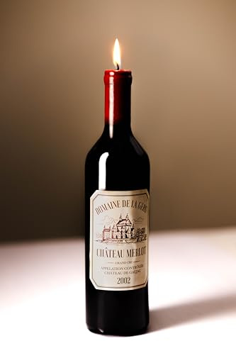 Marco Paul Realistic Wine Bottle Candles - Long Burning Home Decor Novelty Gifts for Women - Non Toxic Table Centrepiece