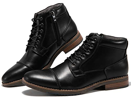 Arkbird Mens Dress Boots, Genuine Leather Classic Casual Ankel Boots with Side Zipper