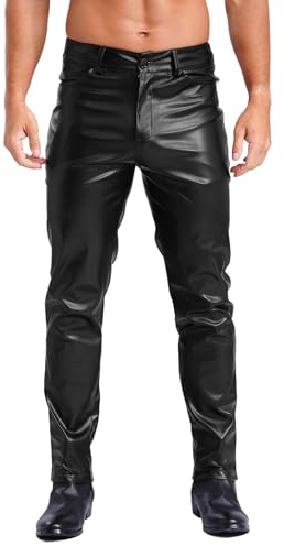 TTAO Herr wetlook skinny byxor konstläder byxor byxor erotiska män stretch läderbyxor lång fest klubbkläder
