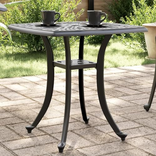 Gartentisch Schwarz 53x53x53cm Aluguss Garten Esstisch BBQ Gartentisch Bistrotisch Terrassentisch Picknicktisch Outdoortisch Balkontisch