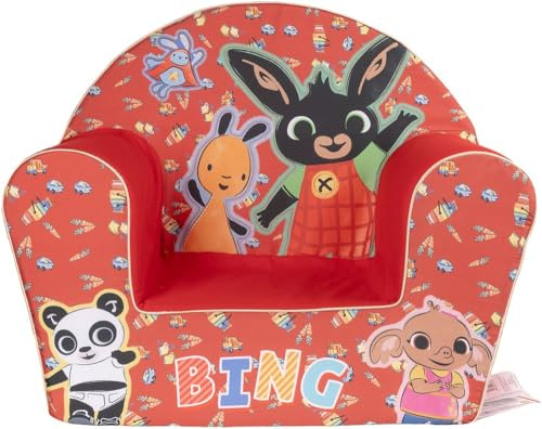 Tataway Poltroncina Bing Rossa per Bambini - Comoda e Sicura, Design Divertente con Bing e Flop - Perfetta per Camerette e Angoli Gioco