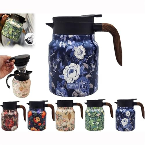 Théière vintage avec infuseur, thermos en acier inoxydable avec couvercle, pour boissons chaudes, violet