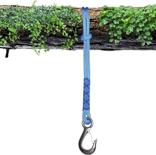 LUPATDY Schaukel Baumbefestigung Seil, Hängeschaukel Seil mit Haken (Hält 200kg),Aufhängung Befestigungsset für Outdoor-Spielplatz,Seil für Indoor Outdoor Baumschaukel,10mm Durchmesser,Blau,150cm