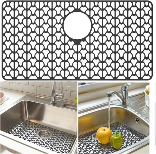 Tappetini per lavello da Cucina, 66 * 35cm Tappetino in Silicone per Lavello Resistente al Calore Tappetino Lavandino Cucina Anti-Scratch Drenaggio Rapido Tappetino Protettivo per Lavello