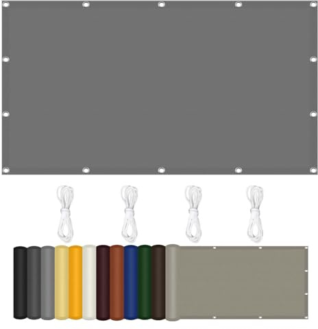 Kleines Sonnensegel 220 x 220 cm Verschiedene Größen Markise Balkon Aufrollbar, mit Ösen für Gartenanlagen, Camping Und Freizeit, Hellgrau