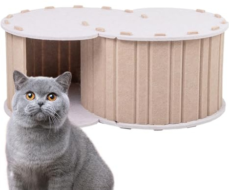 Cueva para Gatos, túnel de Juego para Gatitos de Interior, casa para Gatos y Conejos de Interior, Gran tamaño, con rascador y Estructura extraíble