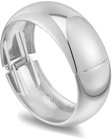 HolidayQbee Damen Armreif Gold Sliber Breite Statement Manschette Satin Finish Eleganter Schmuck Geschenkidee
