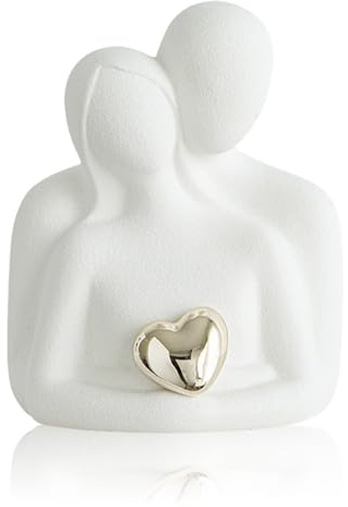 Romantic Couple Statue,Couple Hugging Statue Figurines Ornaments | Abstract Sculpture Small Shelf Ornaments for Living Room | White Ornaments Gifts for Wedding Anniversary (White-A)