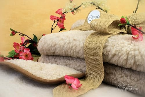 Sheep Dreams Wolldecke Schafwolldecke Wohndecke Merino Schurwolle Lammwolle Tagesdecke (Beige, 160cm x 200cm)
