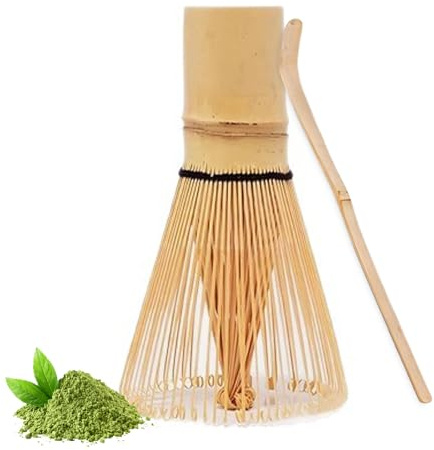 Zegnuem Matcha Whisk & Scoop Set, Bamboo Chasen and Tea Pick - 100 Bristle Whisk for Creamy Foam, Traditional for Traditional Japanese-style Tea Ceremonies, Handmade