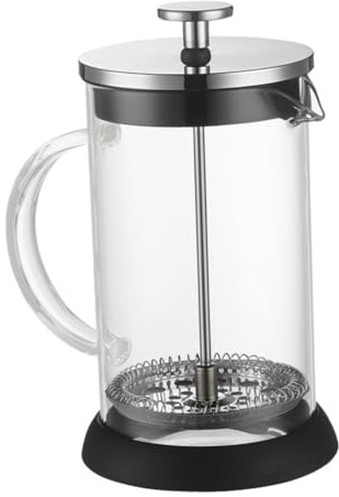 TOYANDONA Prensa de café de acero inoxidable, 350 ml, con jarra de cristal resistente al calor, colador de té para bebidas frías y calientes, jarra de filtro para el hogar, color negro