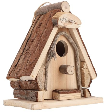 CFTGIW Nichoir à Oiseaux Extérieur en Bois de Pin à Suspendre, Décoration pour Jardin, Patio, Cour, Balcon, Convient aux Oiseaux Moineaux, Maison à en Bois, Maison à Extérieure, Oiseau Suspendu
