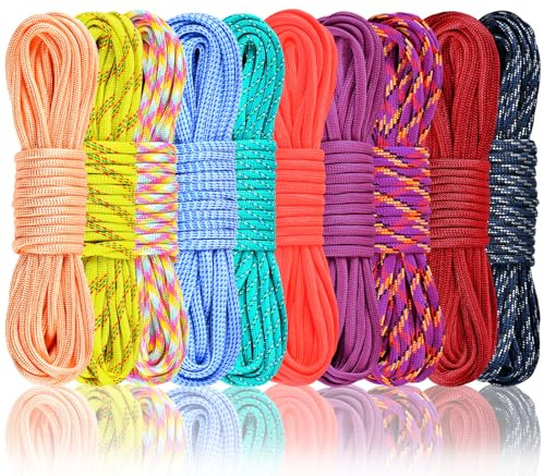 WEREWOLVES 10 Colors Paracord (20FT Each Color), 550lb Parachute Cord Combo Kit for Crafting Bracelets, Lanyards, Dog Collars (Color Blend 2)