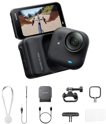 Insta360 GO Ultra Fahrrad-Bundle Nachtschwarz - freihändige 4K Mini-Cam, leicht & mobil, top bei wenig Licht, überall anbringbar, FlowState-Stabilisierung, 200 Min Akku, 10 m wasserdicht