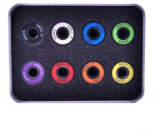 Skateboardlager set med 8, modell 608RS med integrerad distans för förbättrad hållbarhet (färgglad)