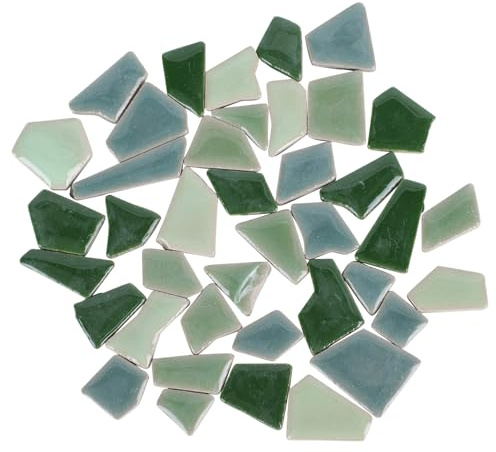 iplusmile Piedras de Mosaico Esmaltadas Irregulares para Bricolaje 500 G Surtido Verde, Azulejos Cerámicos Pequeños para Manualidades y Decoración Artesanal