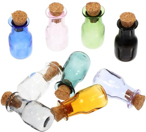 JOINPAYA Mini Bouteilles en Verre avec Bouchon en Liège Colorées Faciles à Observer Lot de 9 pour DIY pour Projets D'artisanat et Décoration