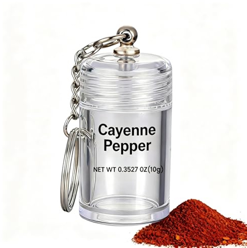 Foverin Mini Travel Salt Shaker Keychain, Refillable Spice Jar for Camping | With 5 DIY Labels & 12-Hole Insert, Food-Grade BPA-Free, Leakproof Easy Refill, for Lunchboxes, Camping & Outdoor Daily Use